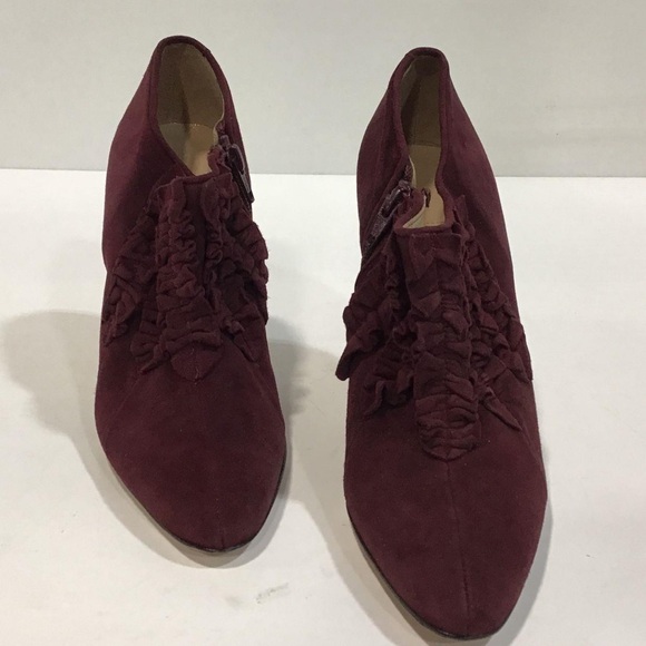 Manolo Blahnik Shoes - NEW!! Manolo Blahnik Burgundy Suede Women's Ankle Boots Heels Size 37